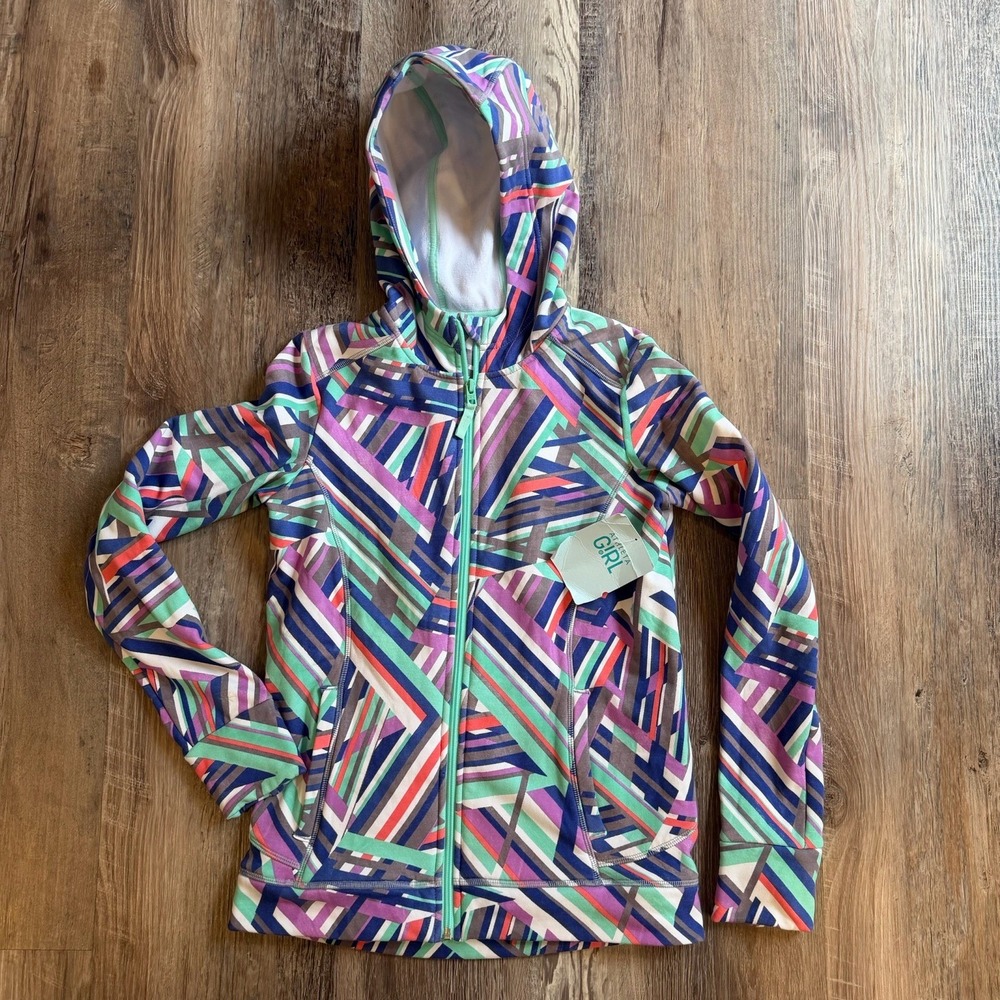 NWT Athleta Girls Full Zip Hoodie Sweatshirt Jacket Multicolor XL/14